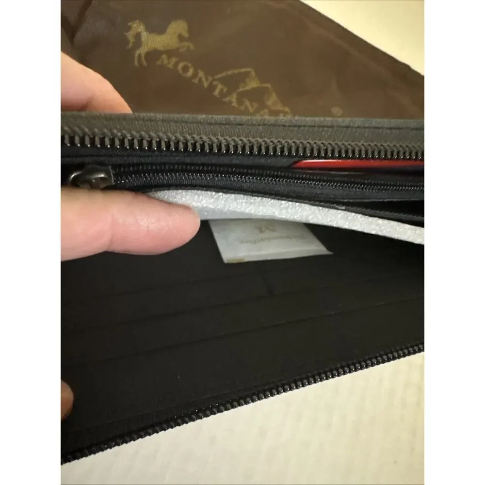 Montana West Wallet Womens Aztec Tapestry Zip Around Black Tooled Trim NEW NWT
